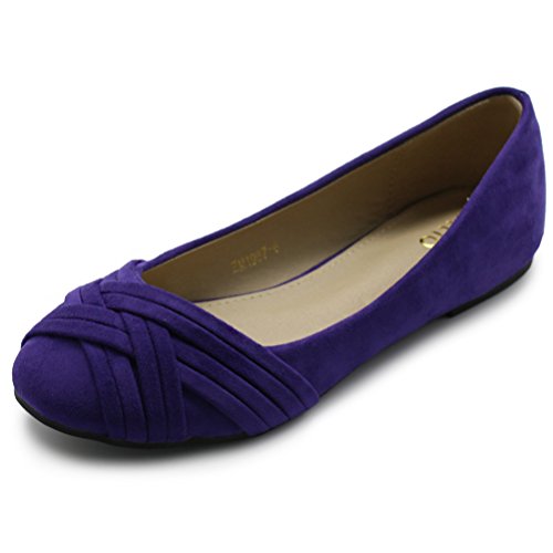 Ollio Damen Ballettschuh Cute Casual Comfort Flat, Violett, 40.5 EU von Ollio