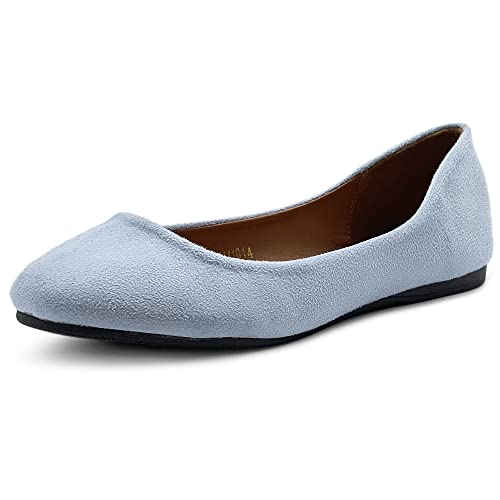 Ollio Damen Schuh Ballett, leicht, Wildlederimitat, niedriger Absatz, flach, Lulworth Blue, 38 EU von Ollio