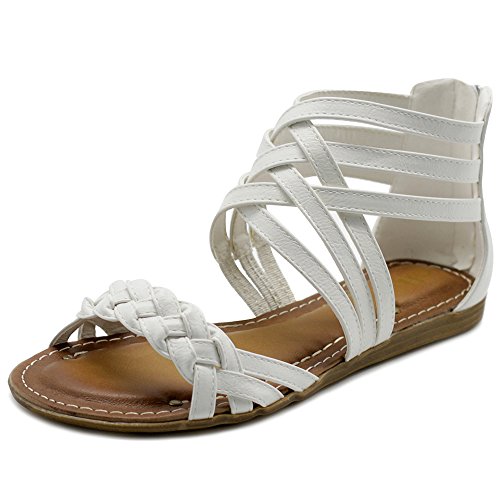 Ollio Damen Schuh Gladiator Riemen Reißverschluss Mehrfarbig Sandale, Weiá (weiß), 40 EU von Ollio