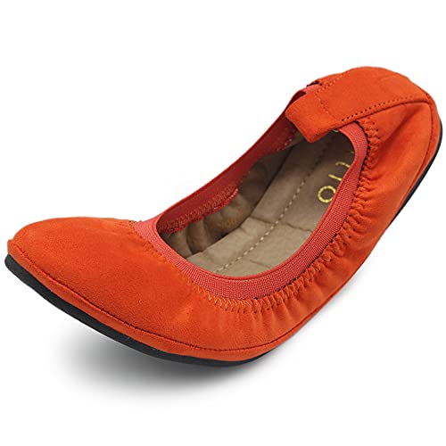 Ollio Damen Schuhe Faux Suede Comfort Ballett Flach, Orange, 38.5 EU von Ollio