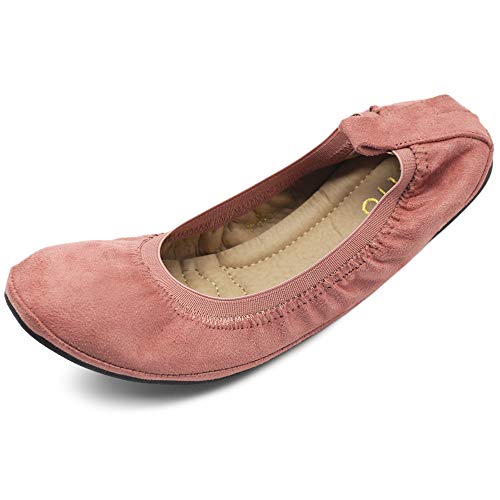Ollio Damen Schuhe Faux Suede Comfort Ballett Flach, Pink (blush), 42 EU von Ollio