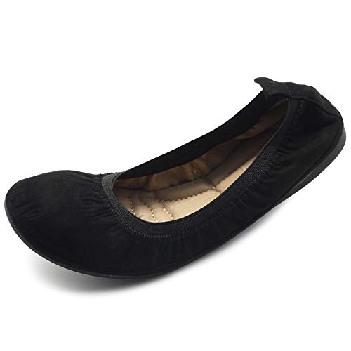 Ollio Damen Schuhe Faux Suede Comfort Ballett Flach, Schwarz (schwarz), 38 EU von Ollio