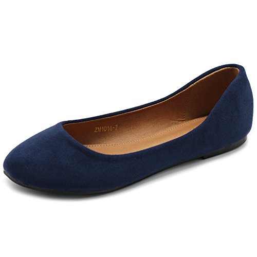 Ollio Damenschuh, Ballettschuhe, flach, Wildlederimitat, niedriger Absatz, Blau (navy), 40.5 EU von Ollio