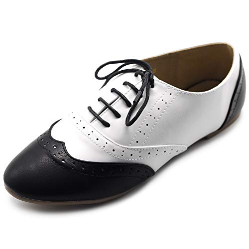 Ollio - Oxford-Flache Schuhe Damen , (schwarz-weiß), 39.5 EU von Ollio