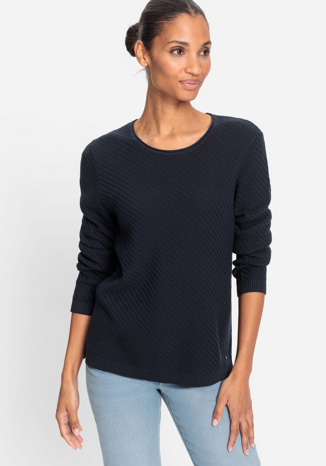 Olsen Rundhalspullover mit seitlichen Schlitzen von Olsen