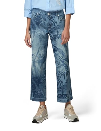 Oltre: Cropped-Jeans aus bedrucktem Denim Light - Blue 46 Autum Winter 24 von Oltre