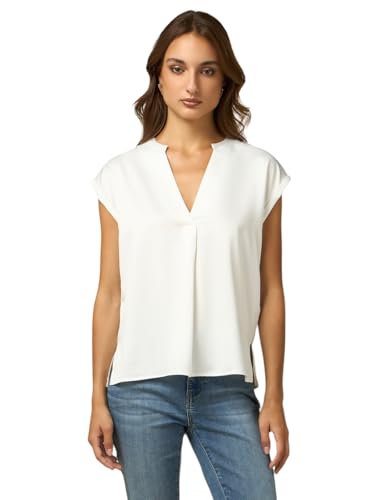 Oltre: T-Shirt aus Bi-Materialien mit V-Ausschnitt Weiss XL+ Autum Winter 24 von Oltre