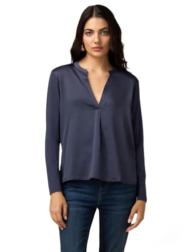 Oltre: T-Shirt aus Zwei verschiedenen Materialien mit Langen Ärmeln Blau XL+ Autum Winter 24 von Oltre