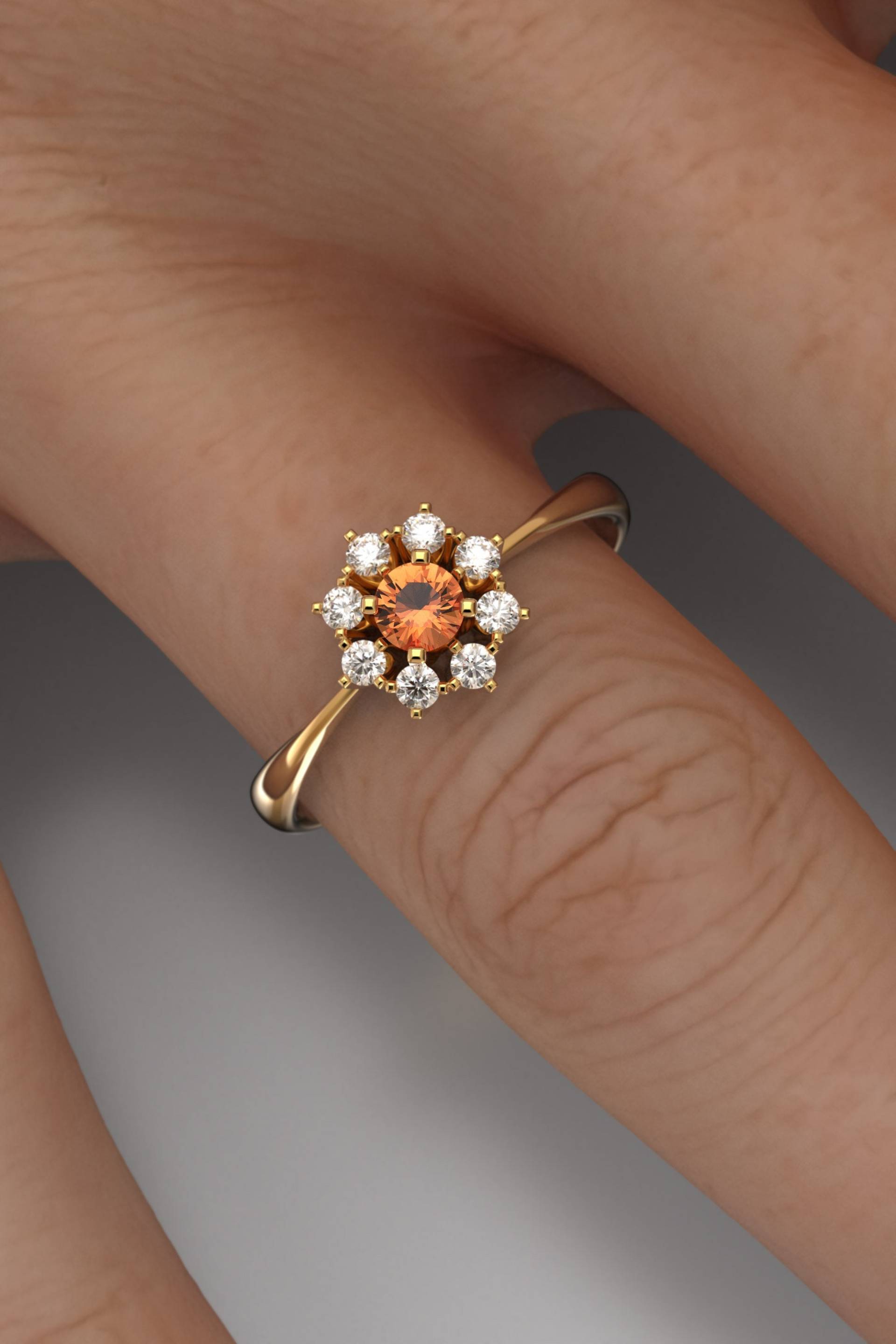 Oregon Sunstone Ring Aus Massivem Gold 14K Oder 18K Mit Natürlichen Diamanten. Oltremare Gioielli Verlobungsring Natürlichem Sonnenstein von OltremareGioielli