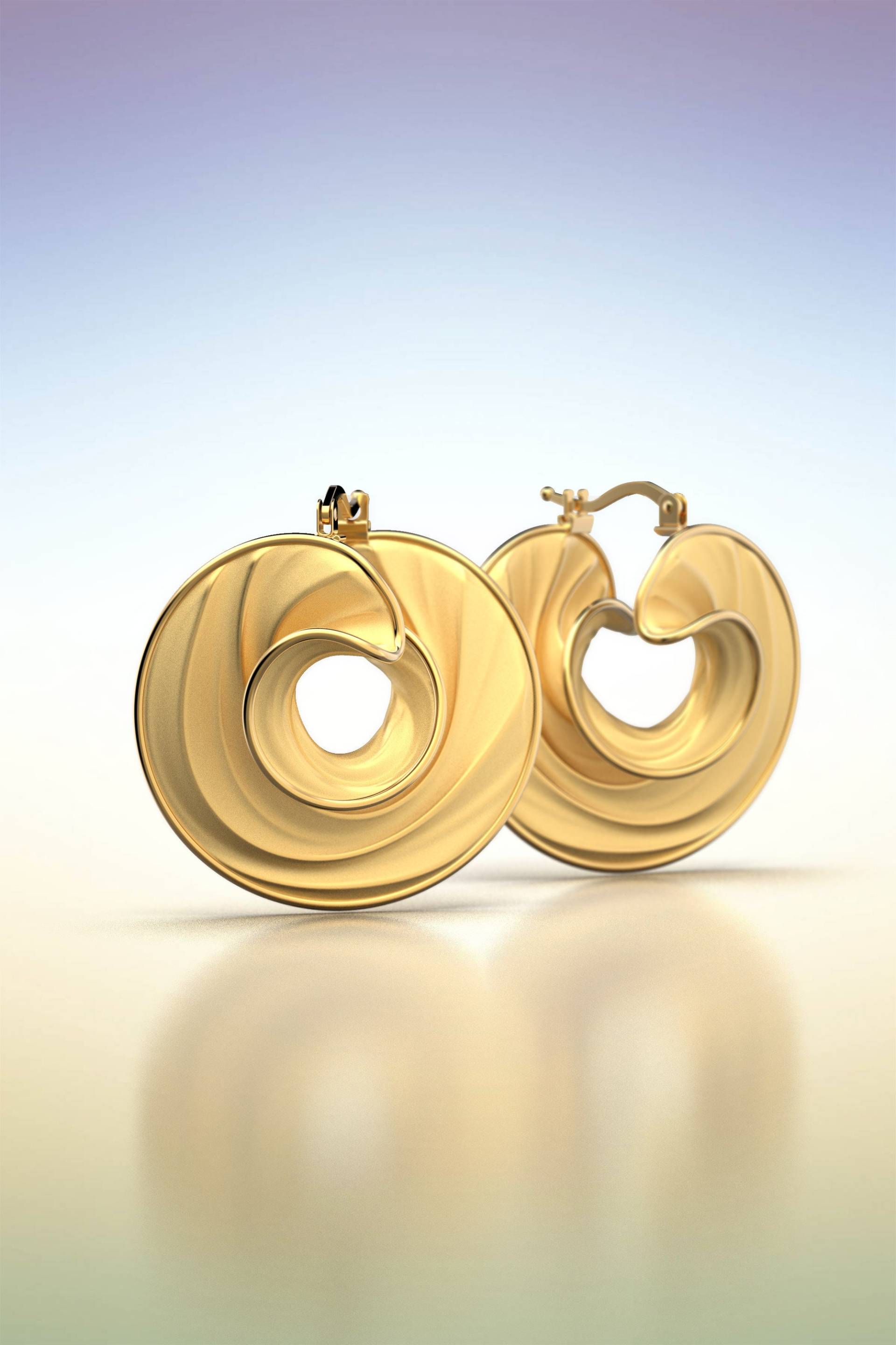 Spirale Ohrringe in Massivem Gold 18K Oder 14K, Echte Ohrringe. Hoop Entworfen Und Gefertigt Italien Von Oltremare Gioielli von OltremareGioielli