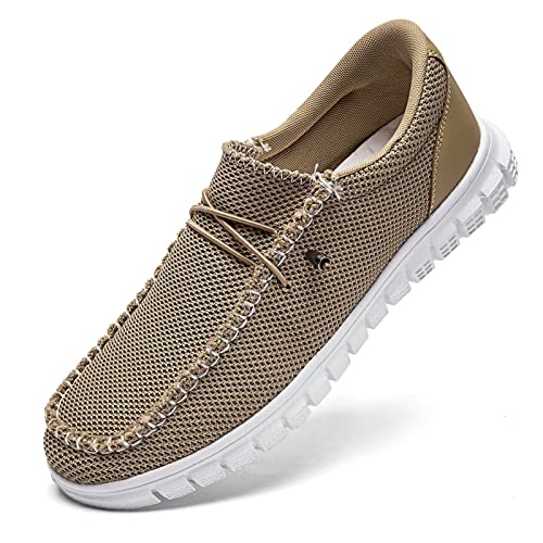 Oltyutc Herren Slip On Schuhe Sportschuhe Mesh Leichte Freizeitschuhe Turnschuhe Loafer Bequeme Wanderschuhe Sneakers Khaki 40 EU von Oltyutc