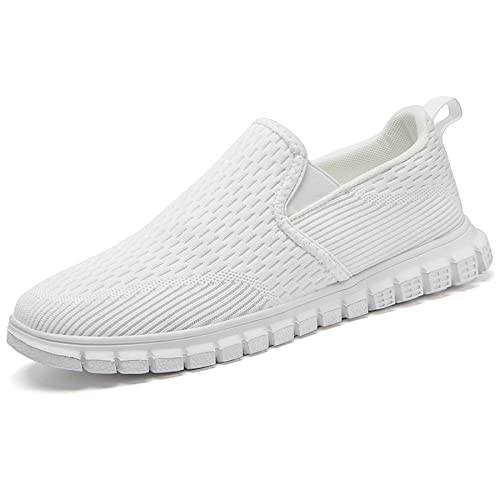 Oltyutc Herren Slip On Schuhe Sportschuhe Mesh Leichte Freizeitschuhe Turnschuhe Loafer Bequeme Wanderschuhe Sneakers Weiß 39 EU von Oltyutc