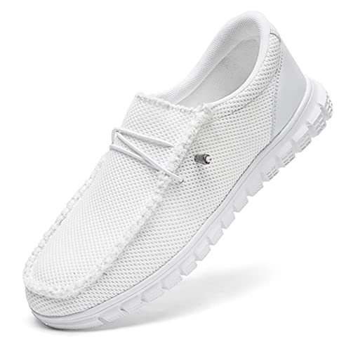 Oltyutc Herren Slip On Schuhe Sportschuhe Mesh Leichte Freizeitschuhe Turnschuhe Loafer Bequeme Wanderschuhe Sneakers Weiß 40 EU von Oltyutc