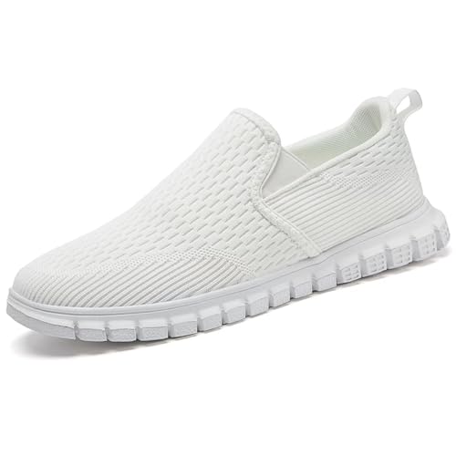 Oltyutc Herren Slip On Schuhe Sportschuhe Mesh Leichte Freizeitschuhe Turnschuhe Loafer Bequeme Wanderschuhe Sneakers Weiß 40 EU von Oltyutc