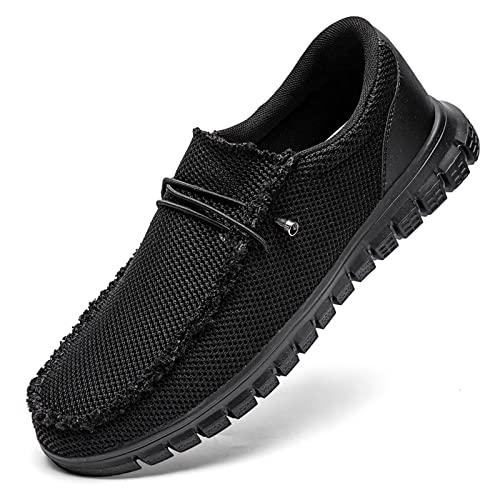 Oltyutc Herren Slip on Freizeitschuhe Schuhe Canvas Sneakers Atmungsaktiv Sportschuhe Fitnessschuhe Leichtgewichts Walkingschuhe Schwarz 40 EU von Oltyutc