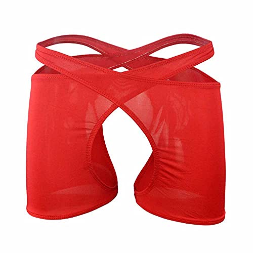 Oludkeph Herren Höschen Dessous Unterwäsche High Rise Stretchy Crossdress G-String Tanga Slips (Red) von Oludkeph