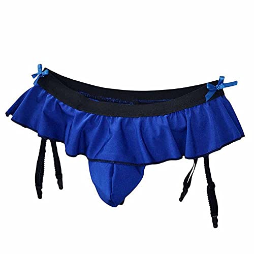 Oludkeph Sexy Herren-Dessous-Beutel-Höschen Herren-Röcke Mooning-Bikini-Slip Girly-Unterwäsche mit Strumpfband (Blau) Einheitsgröße von Oludkeph