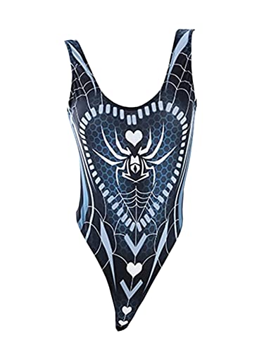 Women's Sexy Lingerie Superhero Anime Cosplay One Piece Swimsuit High Waist Leotard Bodysuit (Black) von Oludkeph