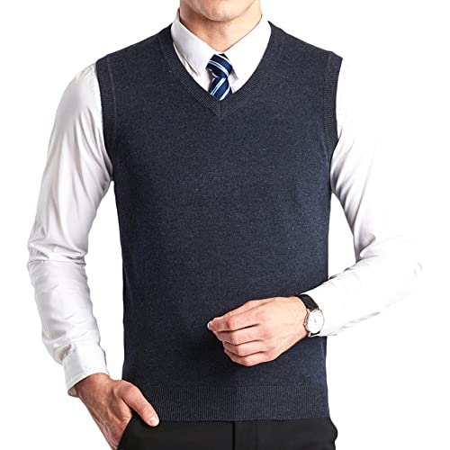 OlyljpinZ Classic Herren V-Ausschnitt Wolle Ärmellos Pullover Weste Business Strickwaren Pullover Weste Slim Fit Pullover Weste Tanktops von OlyljpinZ