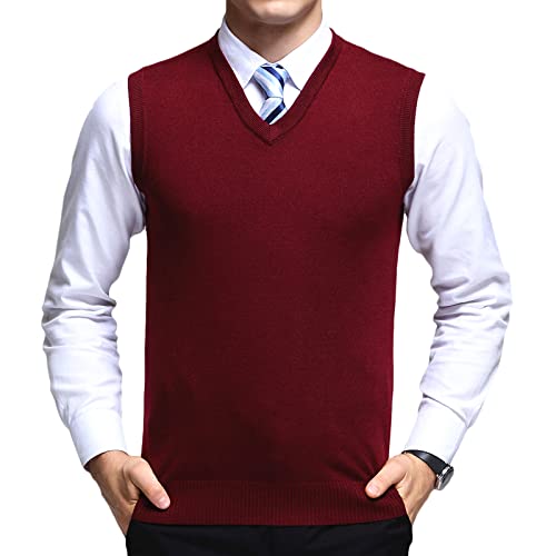 OlyljpinZ Classic Herren V-Ausschnitt Wolle Ärmellos Pullover Weste Business Strickwaren Pullover Weste Slim Fit Pullover Weste Tanktops von OlyljpinZ