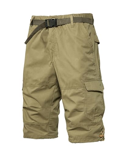 OlyljpinZ Herren 3/4 Cargo Shorts Outdoor Bermuda Kurz Hose Baumwolle Leicht Atmungsaktiv Sommer Shorts Stretch Capri Freizeithose Arbeitshose Sport Shorts mit Multi Taschen von OlyljpinZ