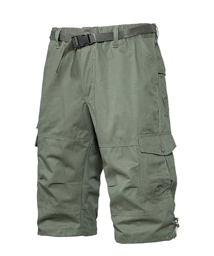 OlyljpinZ Herren 3/4 Cargo Shorts Outdoor Bermuda Kurz Hose Baumwolle Leicht Atmungsaktiv Sommer Shorts Stretch Capri Freizeithose Arbeitshose Sport Shorts mit Multi Taschen von OlyljpinZ