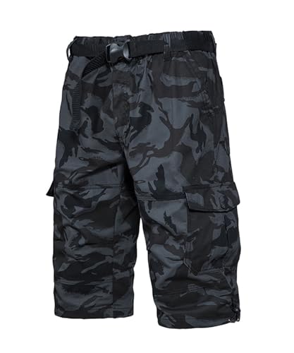 OlyljpinZ Herren 3/4 Cargo Shorts Outdoor Bermuda Kurz Hose Baumwolle Leicht Atmungsaktiv Sommer Shorts Stretch Capri Freizeithose Arbeitshose Sport Shorts mit Multi Taschen von OlyljpinZ