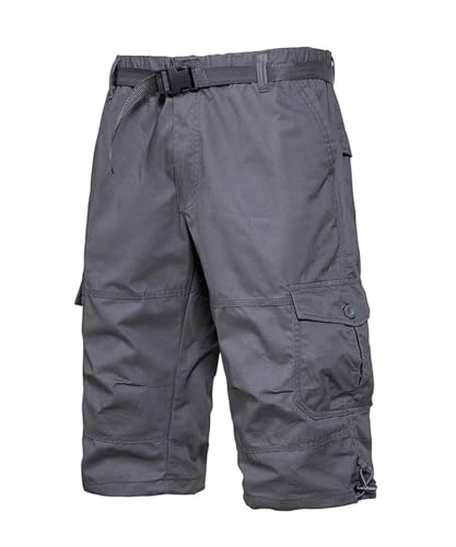 OlyljpinZ Herren 3/4 Cargo Shorts Outdoor Bermuda Kurz Hose Baumwolle Leicht Atmungsaktiv Sommer Shorts Stretch Capri Freizeithose Arbeitshose Sport Shorts mit Multi Taschen von OlyljpinZ