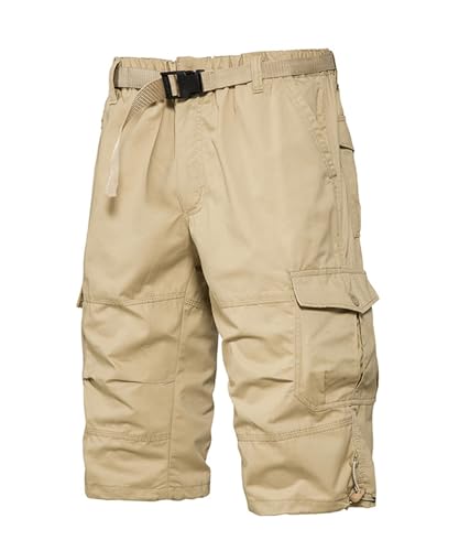 OlyljpinZ Herren 3/4 Cargo Shorts Outdoor Bermuda Kurz Hose Baumwolle Leicht Atmungsaktiv Sommer Shorts Stretch Capri Freizeithose Arbeitshose Sport Shorts mit Multi Taschen von OlyljpinZ