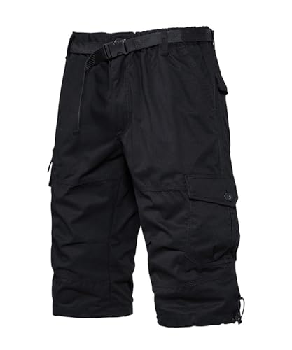 OlyljpinZ Herren 3/4 Cargo Shorts Outdoor Bermuda Kurz Hose Baumwolle Leicht Atmungsaktiv Sommer Shorts Stretch Capri Freizeithose Arbeitshose Sport Shorts mit Multi Taschen von OlyljpinZ