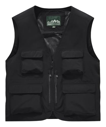 OlyljpinZ Herren Anglerweste Outdoor Weste mit Mehreren Taschen Sommer Leicht Atmungsaktiv Freizeitweste Classics Ärmellose Jacke Fotografie Jagd Sportweste Camping Safari Trekking Weste Arbeitsweste von OlyljpinZ