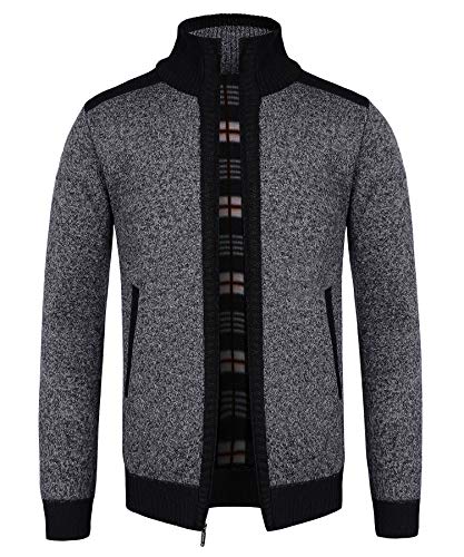 OlyljpinZ Herren Casual Stehkragen Pullover Slim Zip Dicke Strickjacke Pullover mit 2 Taschen von OlyljpinZ