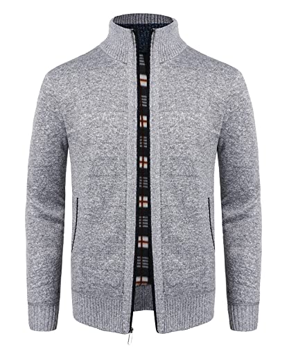OlyljpinZ Herren Casual Stehkragen Pullover Slim Zip Dicke Strickjacke Pullover mit 2 Taschen von OlyljpinZ