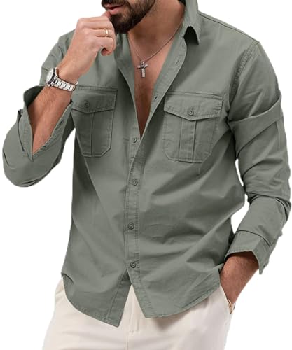OlyljpinZ Herren Formelle Freizeithemd Regular Businesshemd Button Down Hemd Casual Hemd Elastiscer Langarmshirts Regular Fit Hemd Langarm Bügelleicht Hemden mit Tasche von OlyljpinZ