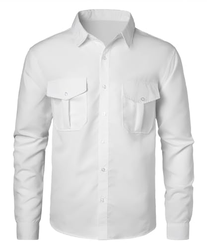 OlyljpinZ Herren Formelle Freizeithemd Regular Businesshemd Button Down Hemd Casual Hemd Elastiscer Langarmshirts Regular Fit Hemd Langarm Bügelleicht Hemden mit Tasche von OlyljpinZ