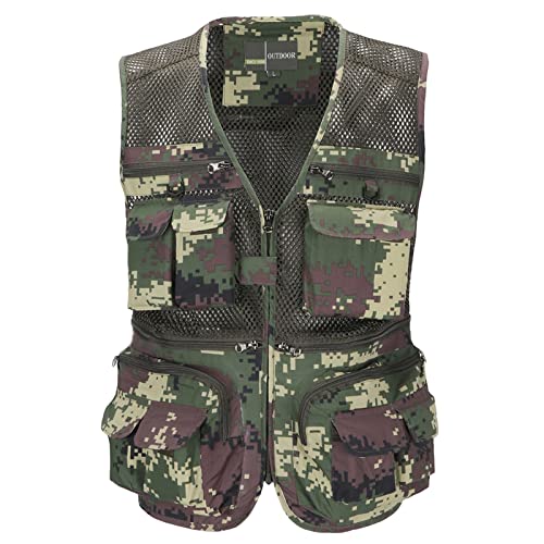OlyljpinZ Herren Outdoor Anglerweste Casual Mesh Weste Schnelltrocknend Multifunktions Weste Arbeit Reise Fotografie Ärmellos Jacke mit Vielen Praktischen Taschen von OlyljpinZ
