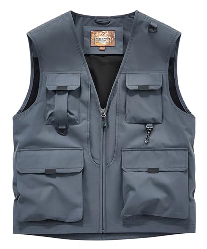 OlyljpinZ Herren Outdoor Weste Anglerweste mit Vielen Taschen Leicht Atmungsaktiv Ärmellose Jacke Freizeit Jagd Fotografie Camping Wandern Safari Weste Multifunktionsweste Arbeitsweste Sommerweste von OlyljpinZ