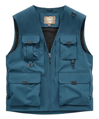 OlyljpinZ Herren Outdoor Weste Anglerweste mit Vielen Taschen Leicht Atmungsaktiv Ärmellose Jacke Freizeit Jagd Fotografie Camping Wandern Safari Weste Multifunktionsweste Arbeitsweste Sommerweste von OlyljpinZ
