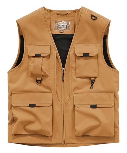 OlyljpinZ Herren Outdoor Weste Anglerweste mit Vielen Taschen Leicht Atmungsaktiv Ärmellose Jacke Freizeit Jagd Fotografie Camping Wandern Safari Weste Multifunktionsweste Arbeitsweste Sommerweste von OlyljpinZ