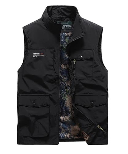 OlyljpinZ Herren Outdoor Weste Leicht Anglerweste mit Vielen Taschen Schnelltrocknende Freizeitweste Sommer Atmungsaktiv Ärmellose Jacke Freizeit Safari Jagd Trekking Wander Weste von OlyljpinZ