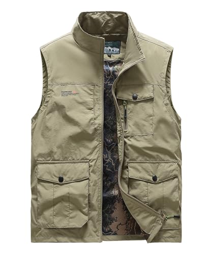 OlyljpinZ Herren Outdoor Weste Leicht Anglerweste mit Vielen Taschen Schnelltrocknende Freizeitweste Sommer Atmungsaktiv Ärmellose Jacke Freizeit Safari Jagd Trekking Wander Weste von OlyljpinZ