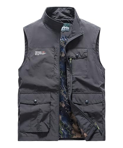OlyljpinZ Herren Outdoor Weste Leicht Anglerweste mit Vielen Taschen Schnelltrocknende Freizeitweste Sommer Atmungsaktiv Ärmellose Jacke Freizeit Safari Jagd Trekking Wander Weste von OlyljpinZ