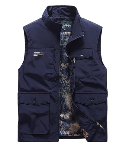 OlyljpinZ Herren Outdoor Weste Leicht Anglerweste mit Vielen Taschen Schnelltrocknende Freizeitweste Sommer Atmungsaktiv Ärmellose Jacke Freizeit Safari Jagd Trekking Wander Weste von OlyljpinZ