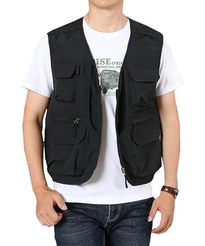 OlyljpinZ Herren Outdoor Weste mit Vielen Taschen Sommer Freizeit Anglerweste Leicht Atmungsaktiv Ärmellose Jacke Freizeitweste Jagd Camping Fotografie Wandern Weste Nylon Multifunktionsweste von OlyljpinZ