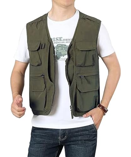 OlyljpinZ Herren Outdoor Weste mit Vielen Taschen Sommer Freizeit Anglerweste Leicht Atmungsaktiv Ärmellose Jacke Freizeitweste Jagd Camping Fotografie Wandern Weste Nylon Multifunktionsweste von OlyljpinZ