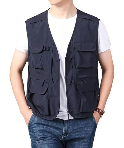 OlyljpinZ Herren Outdoor Weste mit Vielen Taschen Sommer Freizeit Anglerweste Leicht Atmungsaktiv Ärmellose Jacke Freizeitweste Jagd Camping Fotografie Wandern Weste Nylon Multifunktionsweste von OlyljpinZ