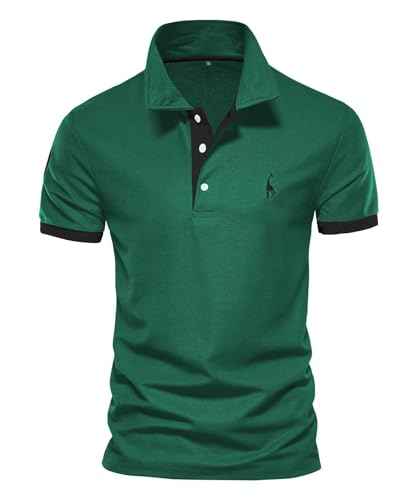 OlyljpinZ Herren Poloshirt Langarm Männer Polo T-Shirt Freizeit Atmungsaktiv Golf Tennis Sport Polo Klassisches Kontrastfarbe Ausschnitt Hemd Giraffe Stickerei Einfarbig Polohemd Langarmshirt von OlyljpinZ