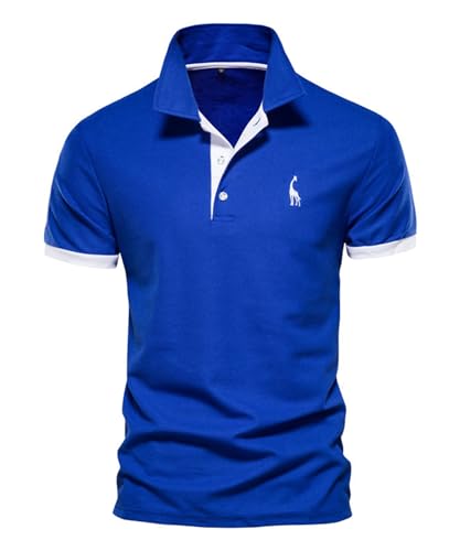 OlyljpinZ Herren Poloshirt Langarm Männer Polo T-Shirt Freizeit Atmungsaktiv Golf Tennis Sport Polo Klassisches Kontrastfarbe Ausschnitt Hemd Giraffe Stickerei Einfarbig Polohemd Langarmshirt von OlyljpinZ