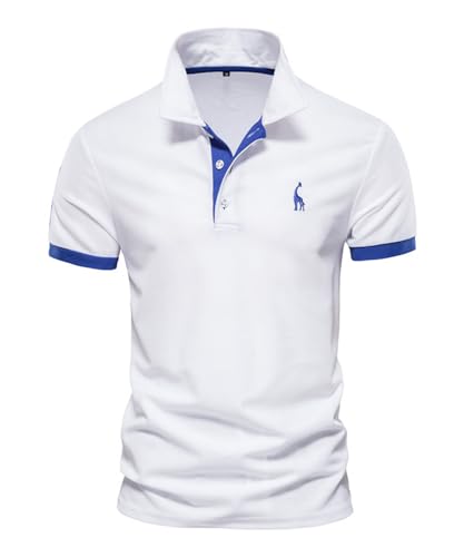 OlyljpinZ Herren Poloshirt Langarm Männer Polo T-Shirt Freizeit Atmungsaktiv Golf Tennis Sport Polo Klassisches Kontrastfarbe Ausschnitt Hemd Giraffe Stickerei Einfarbig Polohemd Langarmshirt von OlyljpinZ