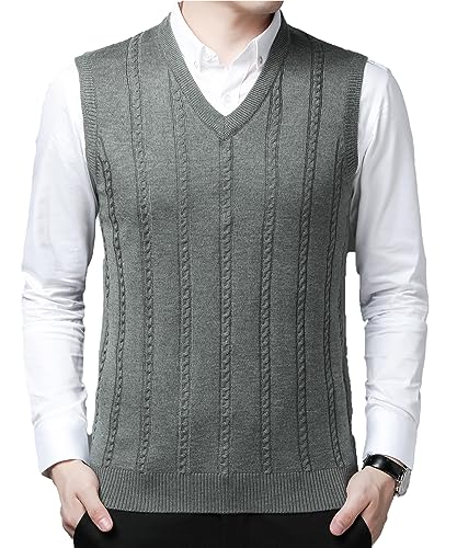 OlyljpinZ Herren V-Ausschnitt Ärmellose Weste Slim Fit Einfarbig Gentleman Wollweste Classic Business Gentleman Strickwaren Tanktops von OlyljpinZ